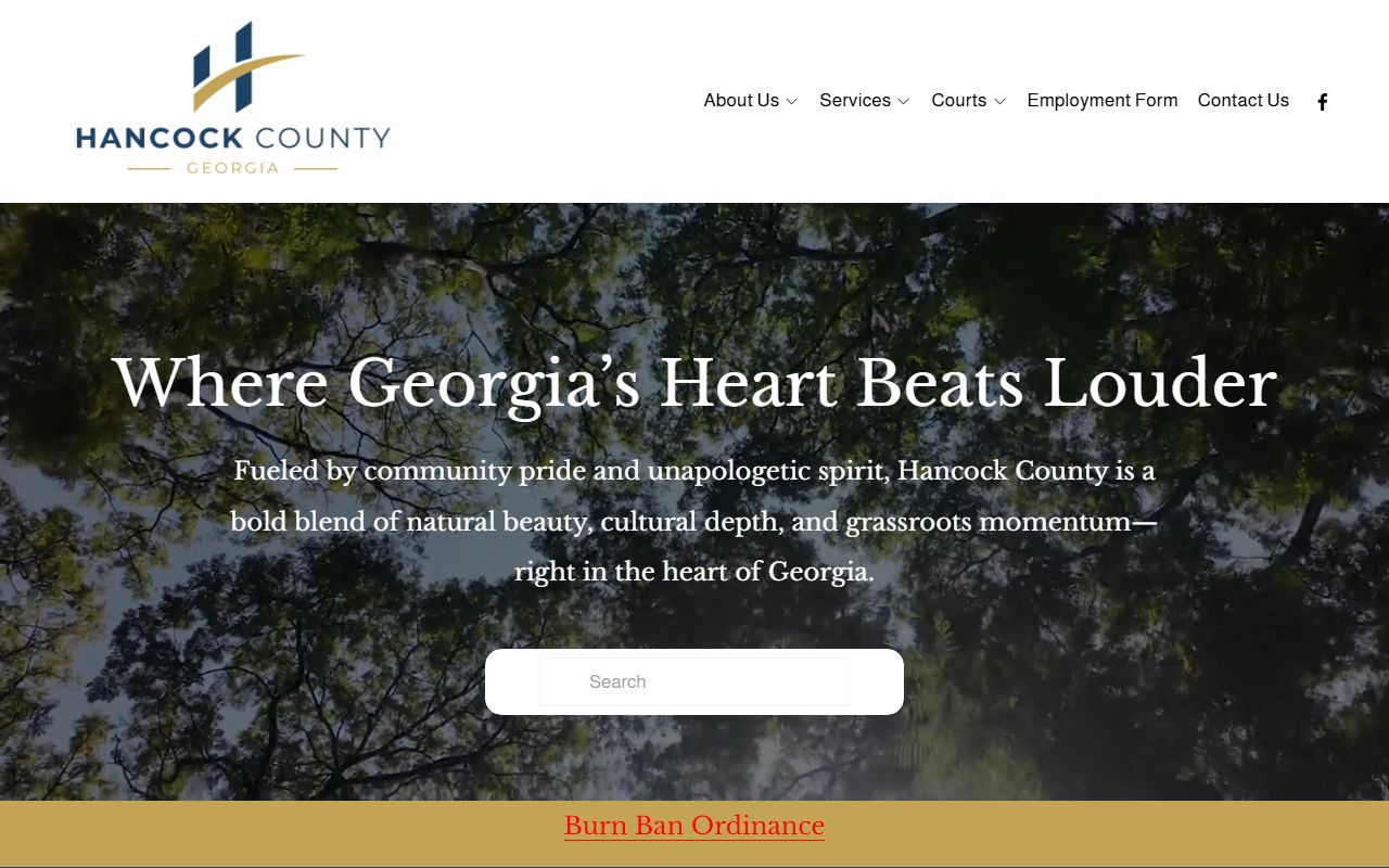 Hancock County court records homepage navigation