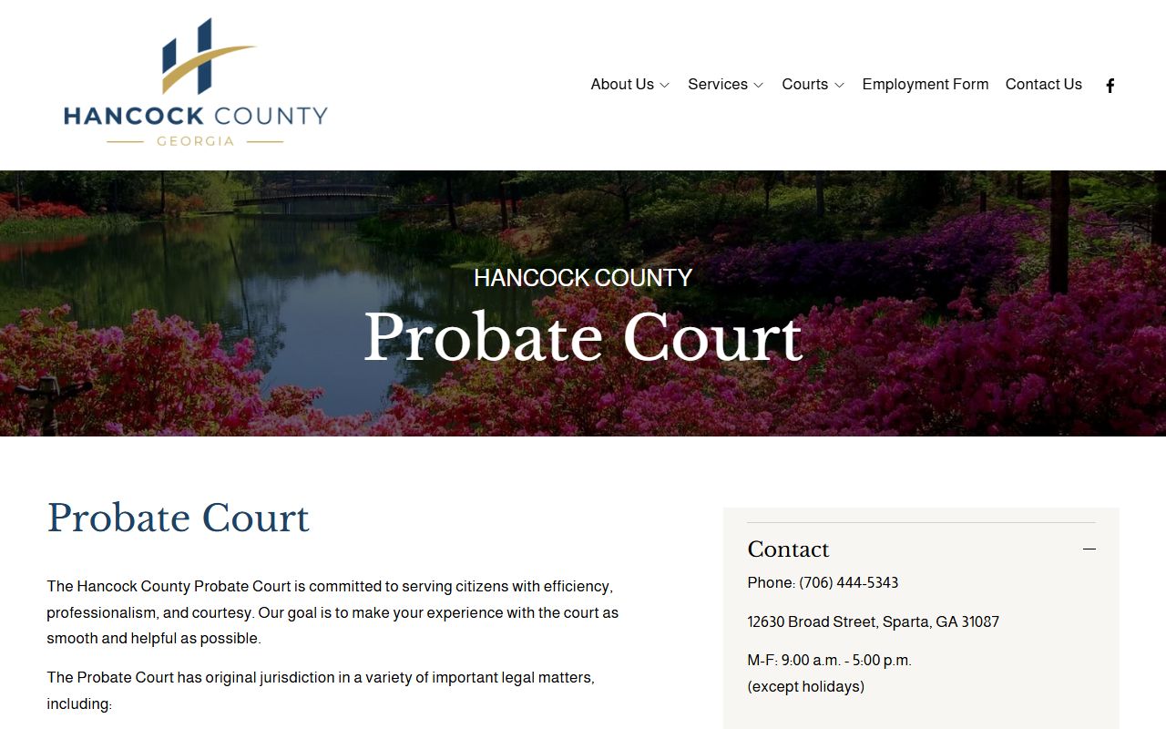 Hancock County Probate Court records page