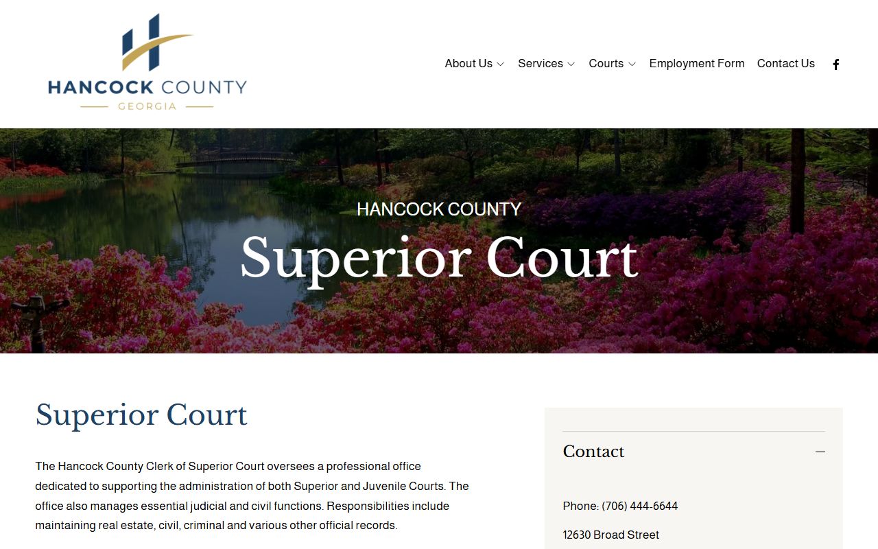 Hancock County Superior Court records page