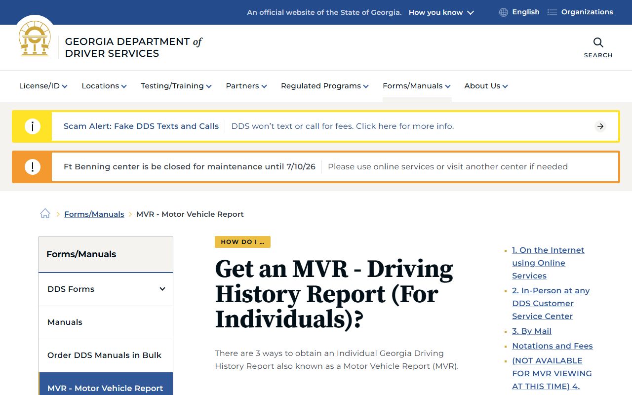 Hancock County traffic court records Georgia DDS MVR instructions